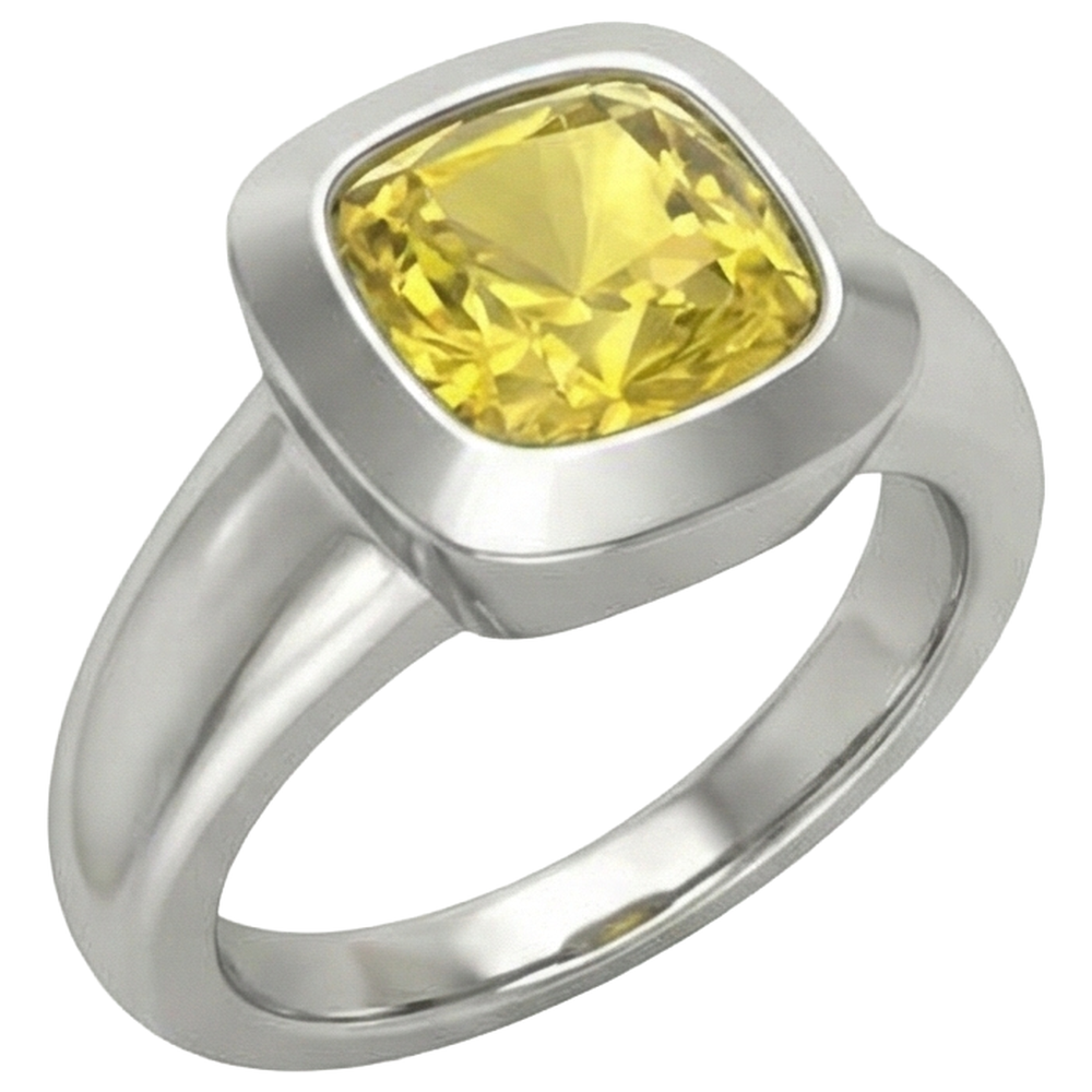 2 Carats Solitaire Yellow Sapphire Ring Gold Jewellery