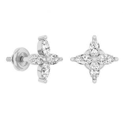 2 Carats Sparkling Marquise Cut Real Diamonds Studs Earring White Gold 14K