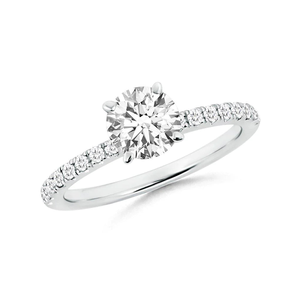 2 Carats Sparkling Round Cut Real Diamonds Engagement Ring
