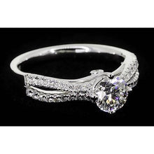 2 Carats Split Shank Engagement Ring Round Real Diamond White Gold 14K 2