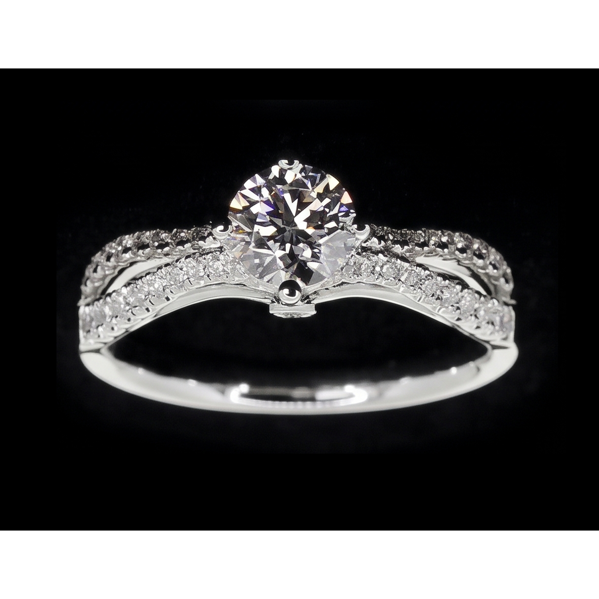 2 Carats Split Shank Engagement Ring Round Real Natural Earth Mined Diamond White Gold 14K