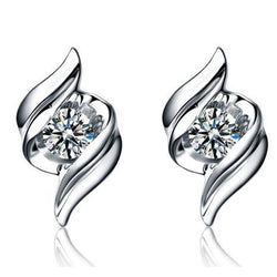 2 Carats Stud Earrings Sparkling Round Cut Real Diamonds White Gold