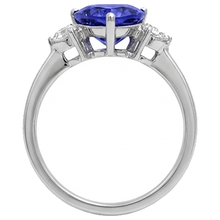 2 Carats Tanzanite Trillion Natural Earth Mined DIAMOND ( NOT LAB GROWN ) 3 Stone Ring White Gold 14K