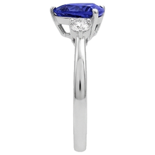 2 Carats Tanzanite Trillion Natural Earth Mined DIAMOND ( NOT LAB GROWN ) 3 Stone Ring White Gold 14K