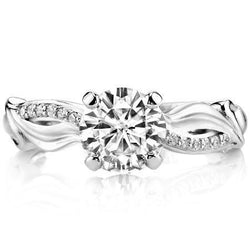 2 Carats Twisted Shank Round Genuine Diamond Ring With Accents