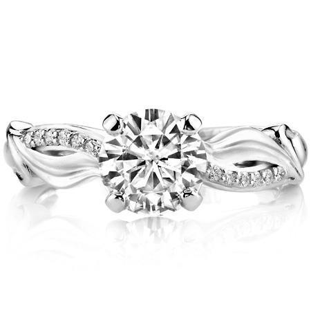 2 Carats Twisted Shank Round Genuine Diamond Ring With Accents