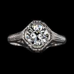 2 Carats Vintage Style Round Old Cut Genuine Natural Earth Mined Diamond Solitaire Wedding Ring