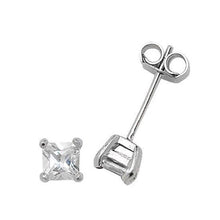 2 Ct 14K White Gold Princess Cut Genuine Diamond Stud Earring