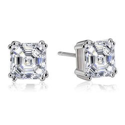 2 Ct Asscher Cut Natural Diamond Stud Earring Pair Solid White Gold Jewelry