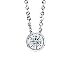 2 Ct Bezel Set Brilliant Cut Genuine Diamond White Gold Pendant