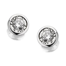 2 Ct Bezel Set Round Cut Stud Earrings Real Diamond Cut Mounting White Gold