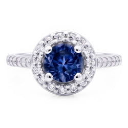 2 Ct. Blue Halo Natural Earth Mined DIAMOND ( NOT LAB GROWN ) Gemstone Ring White Gold