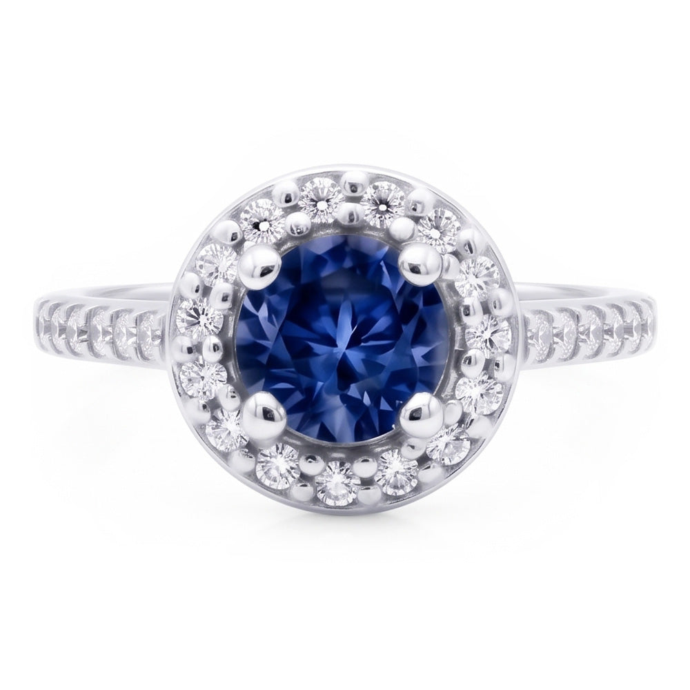 2 Ct. Blue Halo Natural Earth Mined DIAMOND ( NOT LAB GROWN ) Gemstone Ring White Gold