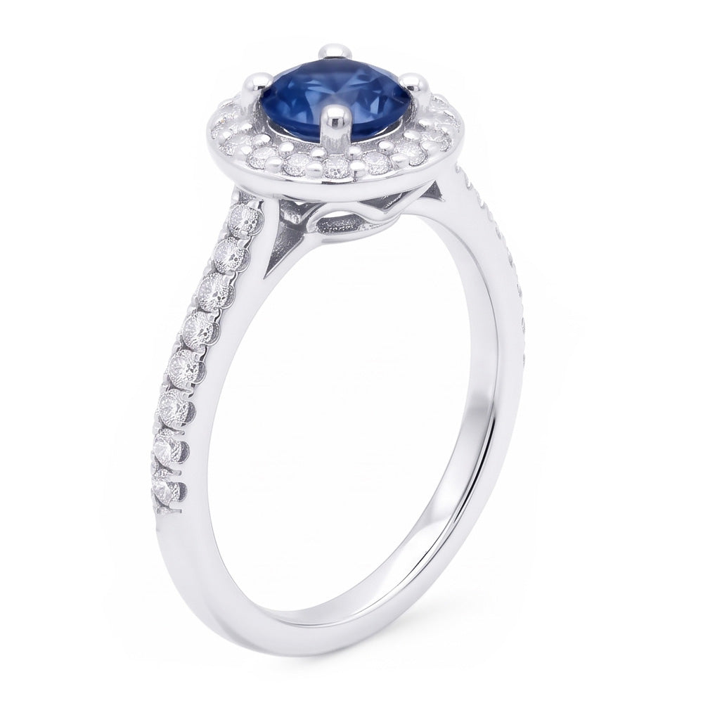 2 Ct. Blue Halo Natural Earth Mined DIAMOND ( NOT LAB GROWN ) Gemstone Ring White Gold