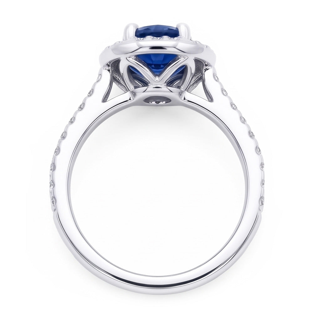 2 Ct. Blue Halo Natural Earth Mined DIAMOND ( NOT LAB GROWN ) Gemstone Ring White Gold