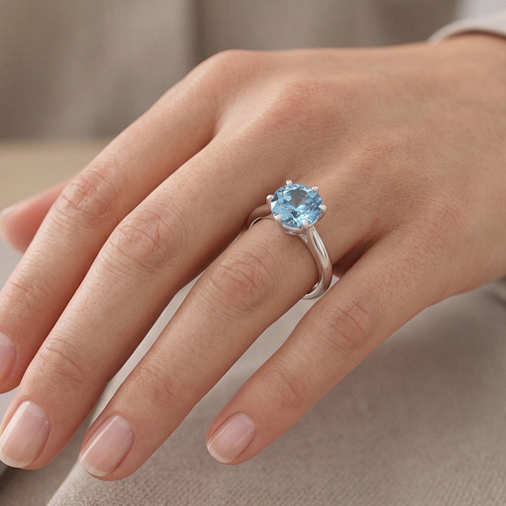 2 Ct Blue Natural Earth Mined Diamond Engagement Gemstone Ring White Gold