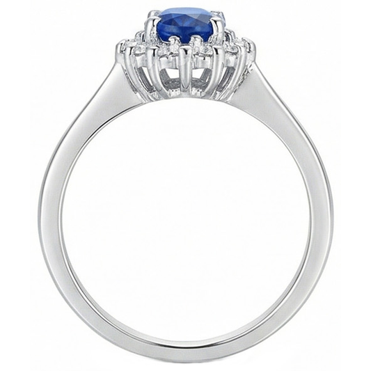 2 Ct Ceylon Sapphire With Natural Earth Mined Diamond Anniversary Ring White Gold 14K