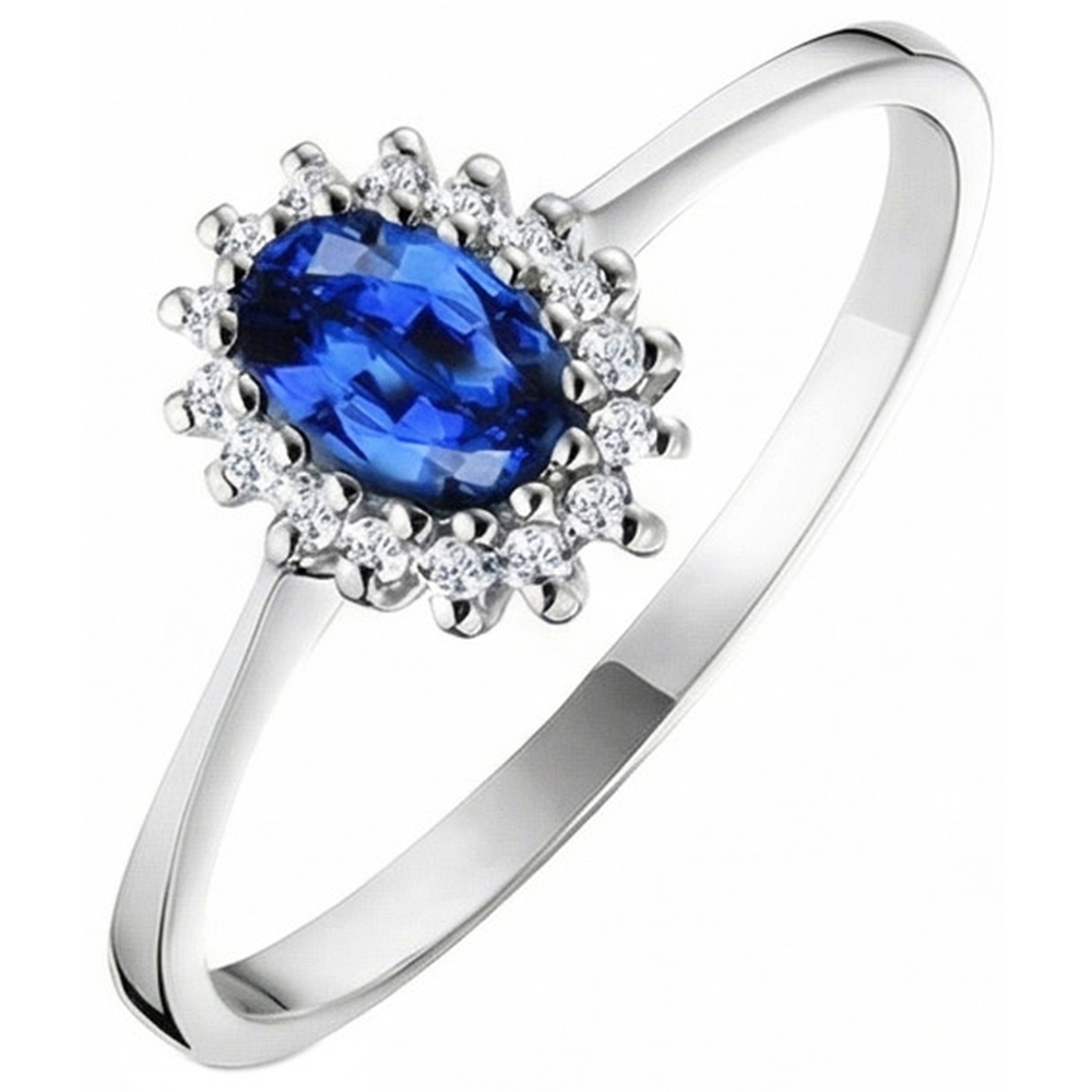 2 Ct Ceylon Sapphire With Natural Earth Mined Diamond Anniversary Ring White Gold 14K