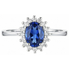 2 Ct Ceylon Sapphire With Natural Earth Mined Diamond Anniversary Ring White Gold 14K