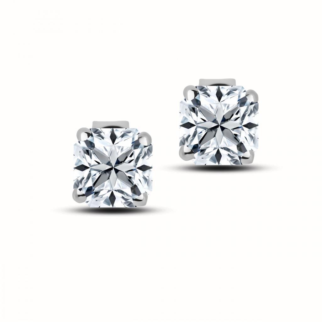 2 Ct F Vs1 Princess Cut Real Natural Earth Mined Diamond Women Stud Earring 14K White Gold