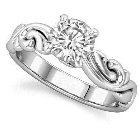 2 Ct Filigree Style Solitaire Genuine Diamond Anniversary Ring