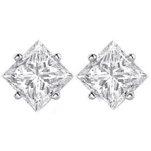 2 Ct Four Prong Set Princess Cut Natural Earth Mined Diamond F Vs1 Stud Earring