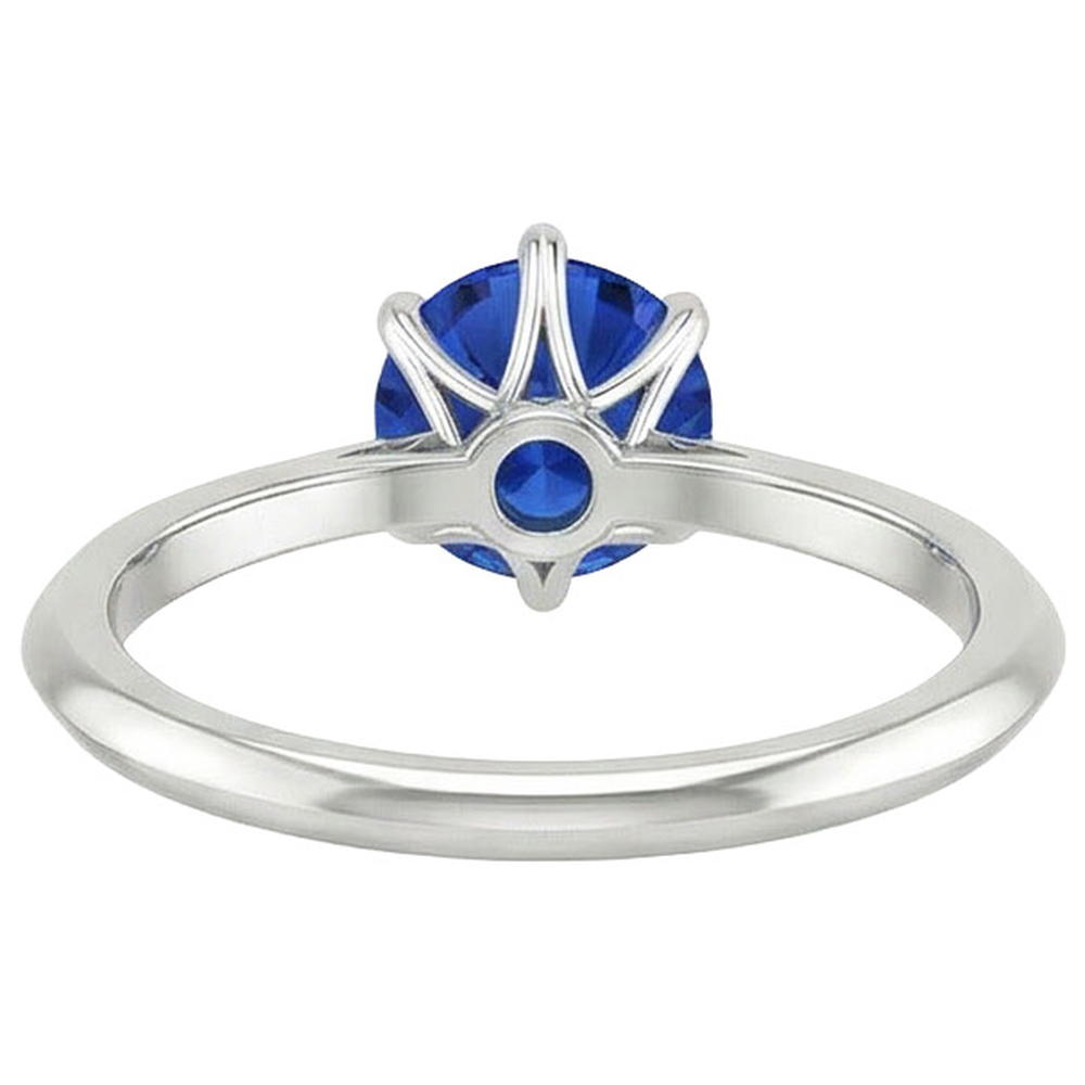 natural round sapphire 2ct ring on white background