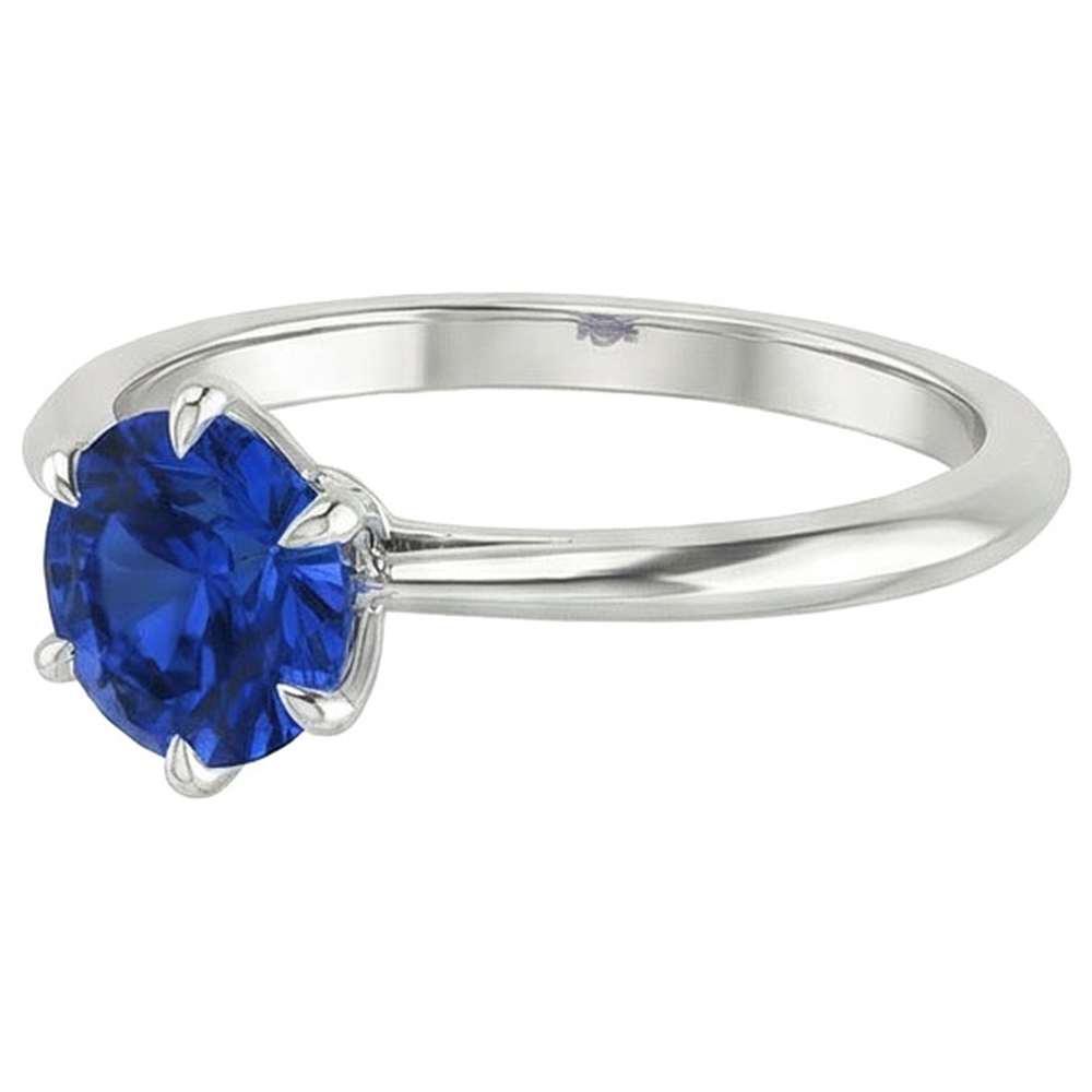 natural round sapphire 2ct ring side angle