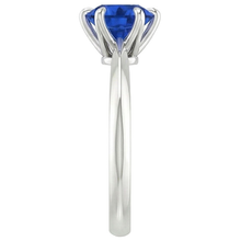 natural round sapphire 2ct ring profile view