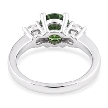 2 Ct Green Sapphire Natural Earth Mined Diamond Three Stone Wedding Ring 14K White Gold