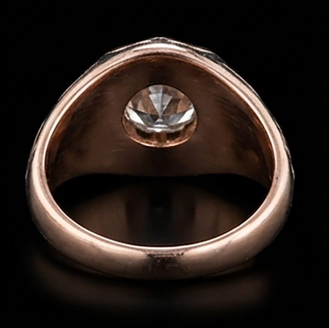 2 Ct Gypsy Solitaire Men’s Ring Round Old Miner Real Natural Earth Mined Diamond Flower Style