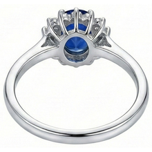 2 Ct Oval Cut Ceylon Sapphire And Natural Earth Mined Diamond Ring White Gold 14K