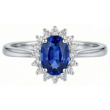 2 Ct Oval Cut Ceylon Sapphire And Natural Earth Mined Diamond Ring White Gold 14K