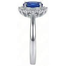 2 Ct Oval Cut Ceylon Sapphire And Natural Earth Mined Diamond Ring White Gold 14K