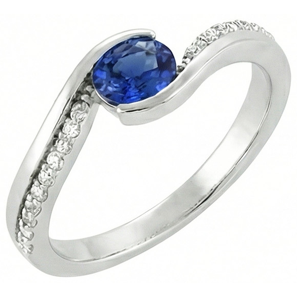 2 Ct Oval Cut Sri Lanka Sapphire And Natural Earth Mined Diamond Ring White Gold 14K