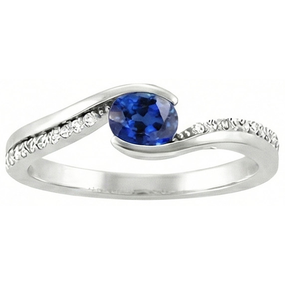 2 Ct Oval Cut Sri Lanka Sapphire And Natural Earth Mined Diamond Ring White Gold 14K