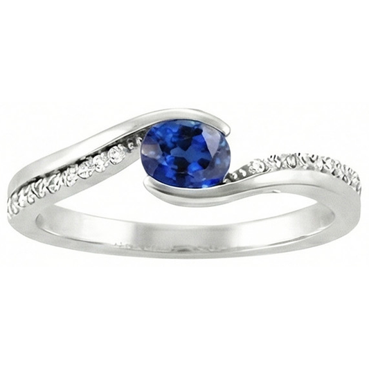 2 Ct Oval Cut Sri Lanka Sapphire And Natural Earth Mined Diamond Ring White Gold 14K