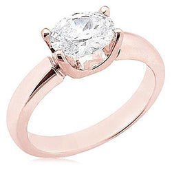 2 Ct Oval Real Diamond Rose Gold Solitaire Ring 4 Prongs