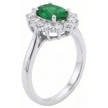 2 Ct Oval Shaped Green Emerald And Natural Earth Mined Diamond Wedding Ring White Gold 14K