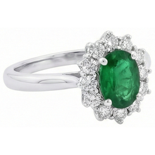 2 Ct Oval Shaped Green Emerald And Natural Earth Mined Diamond Wedding Ring White Gold 14K