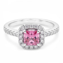 2 Ct Pink Sapphire And Natural Earth Mined Diamond Ring 14K White Gold