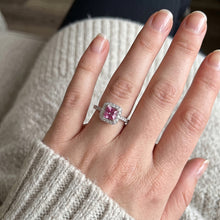 2 Ct Pink Sapphire And Natural Earth Mined Diamond Ring 14K White Gold