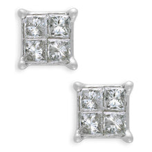 2 Ct Princess Cut Natural Diamond Stud Earring 14K White Gold