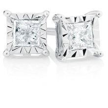 2 Ct Princess Cut Real Diamond Stud Earring 14K White Gold New