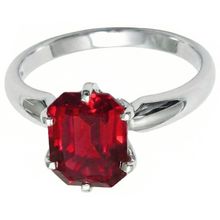 2 Ct Prong Set Radiant Red Ruby White Gold 14K Solitaire Ring