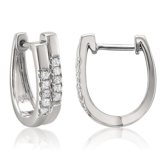 2 Ct Prong Set Round Cut Real Diamond Hoop Earring