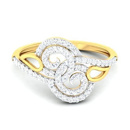 2 Ct Real Diamond Wedding Swirl Style Ring Yellow Gold
