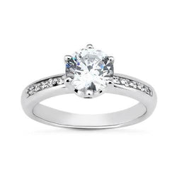 2 Ct Round Brilliant Real Diamond Engagement Ring With Accents