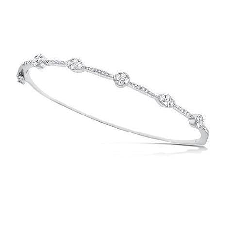 2 Ct Round Cut Genuine Diamond Bangle 14K White Gold
