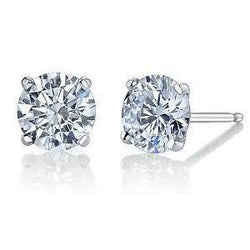 2 Ct Round Cut Real Diamond Stud Earring Pair White Gold Women Jewelry